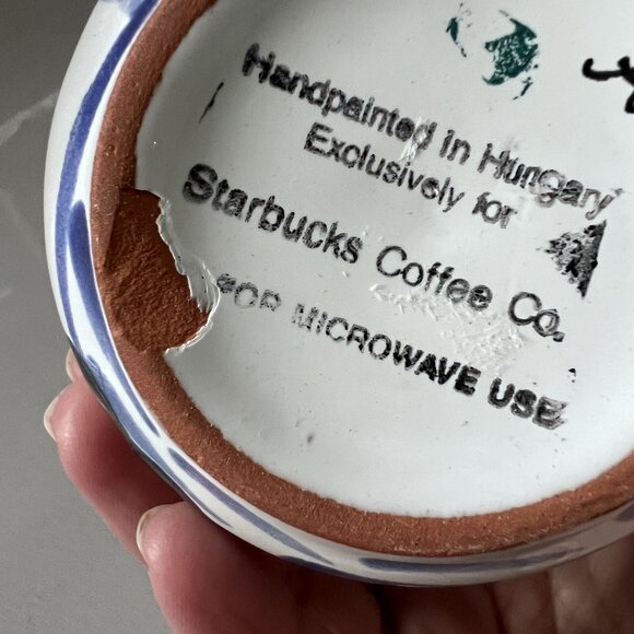 Starbucks Ceramic Coffee Mug Santa Claus Reindeer HandPainted In Hungary Vintage - Picture 5 of 7